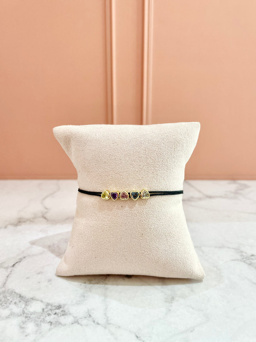 Pulsera corazoncitos cristal negro