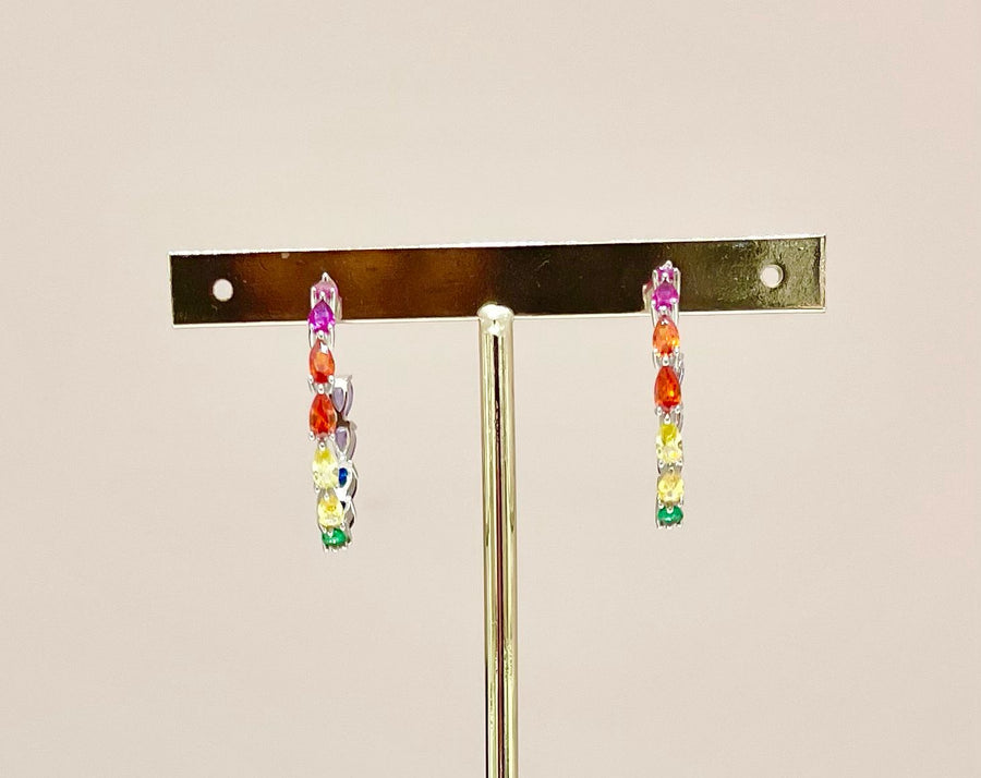 ARETES SEMI ARRACADA PLATEADA RAINBOW