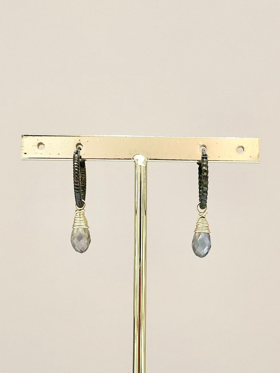 ARETES GOTA CRISTAL GRIS