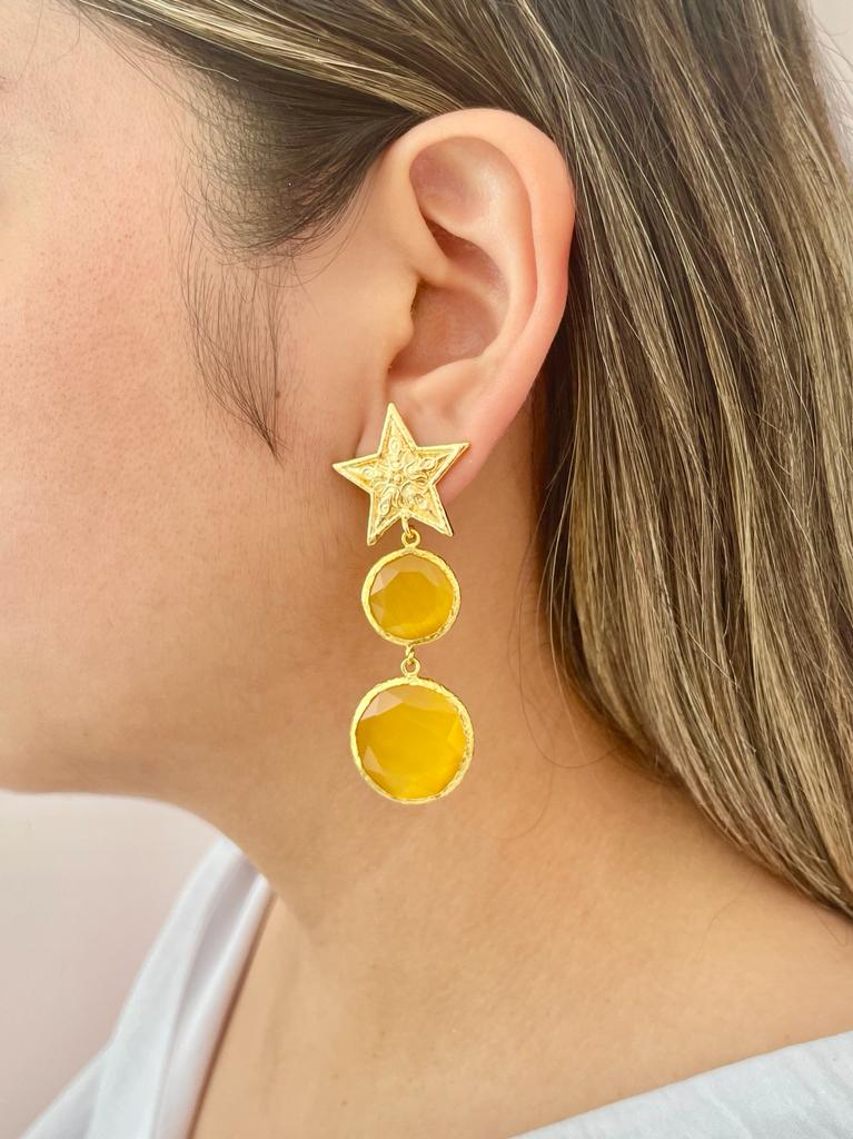 ARETES ESTRELLA JADE AMARILLO