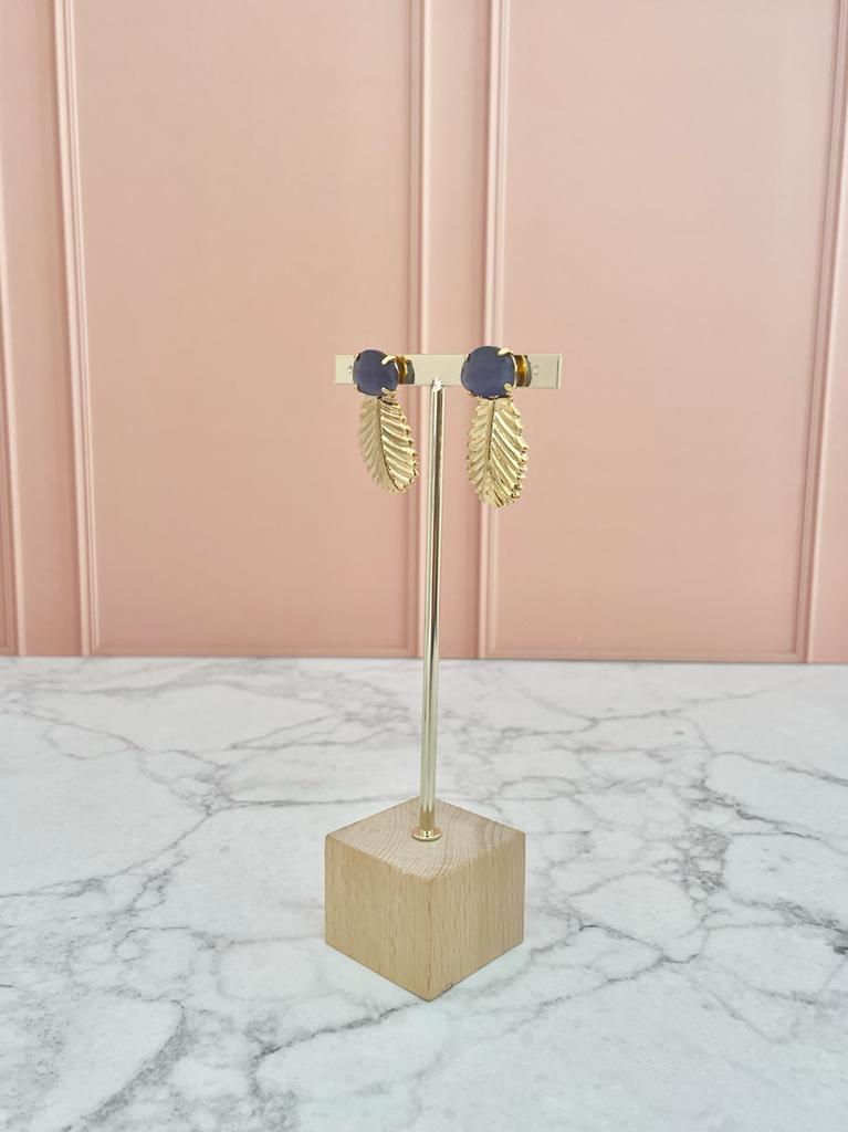 ARETES HOJA PEQUEÑA JADE MORADO
