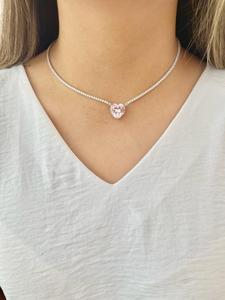 COLLAR CORAZÓN ROSA SWAROVSKI