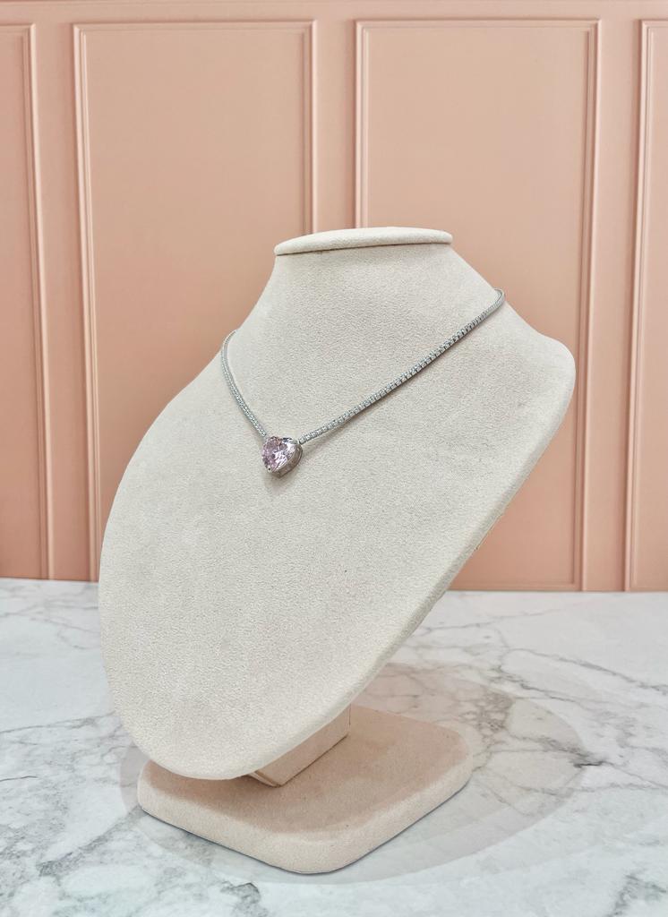COLLAR CORAZÓN ROSA SWAROVSKI