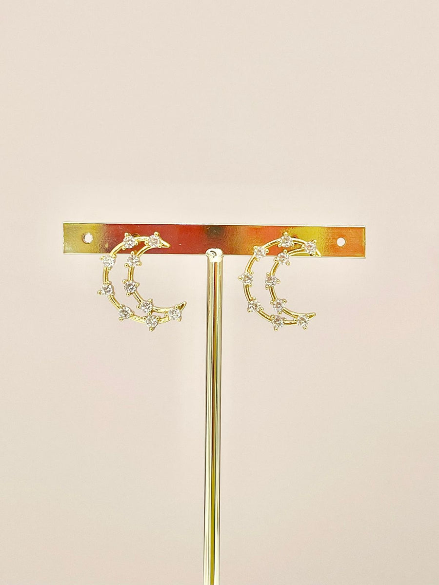 ARETES LUNA DORADOS CRISTAL