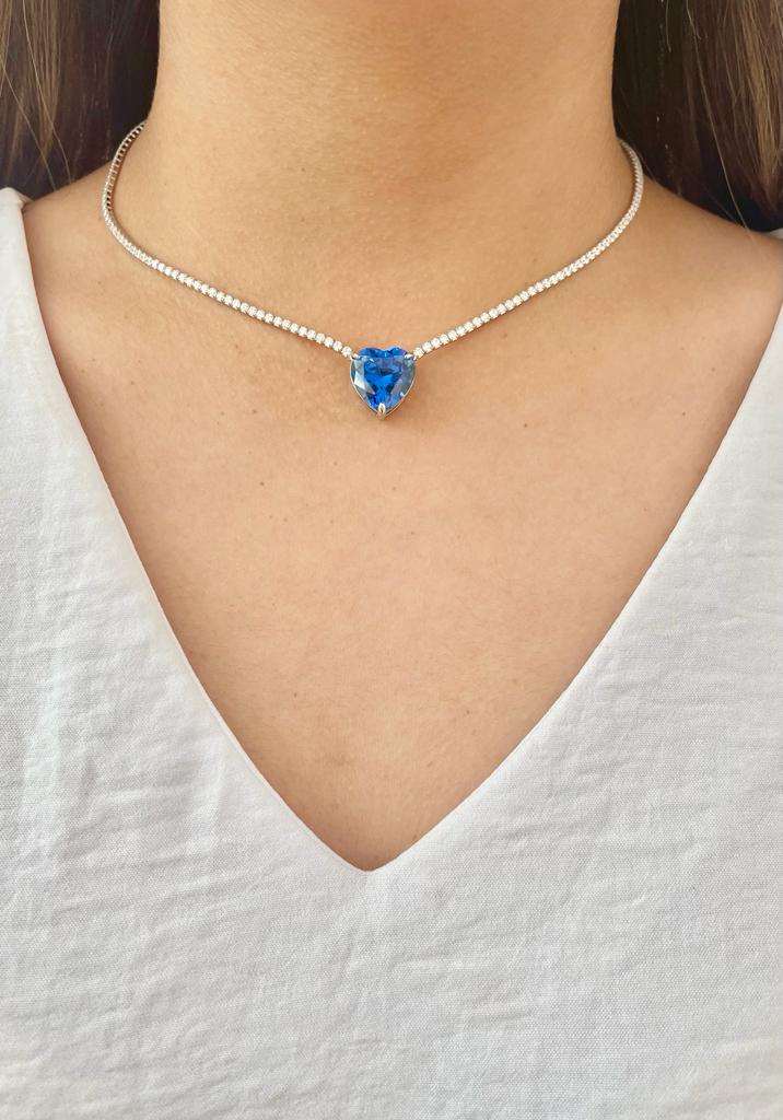 COLLAR CORAZÓN AZUL SWAROVSKI