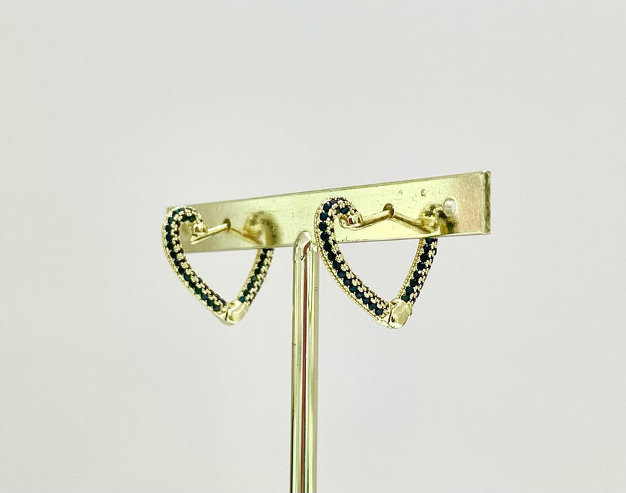 ARETES CORAZÓN NEGRO