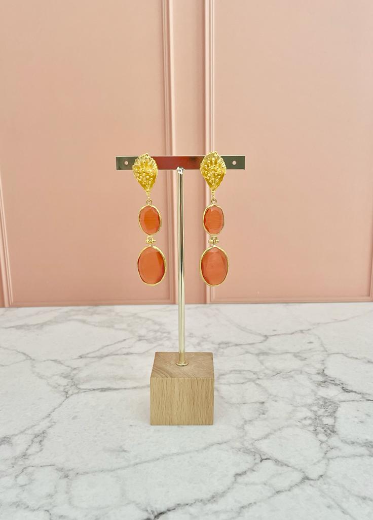 ARETES FLOR JADE NARANJA