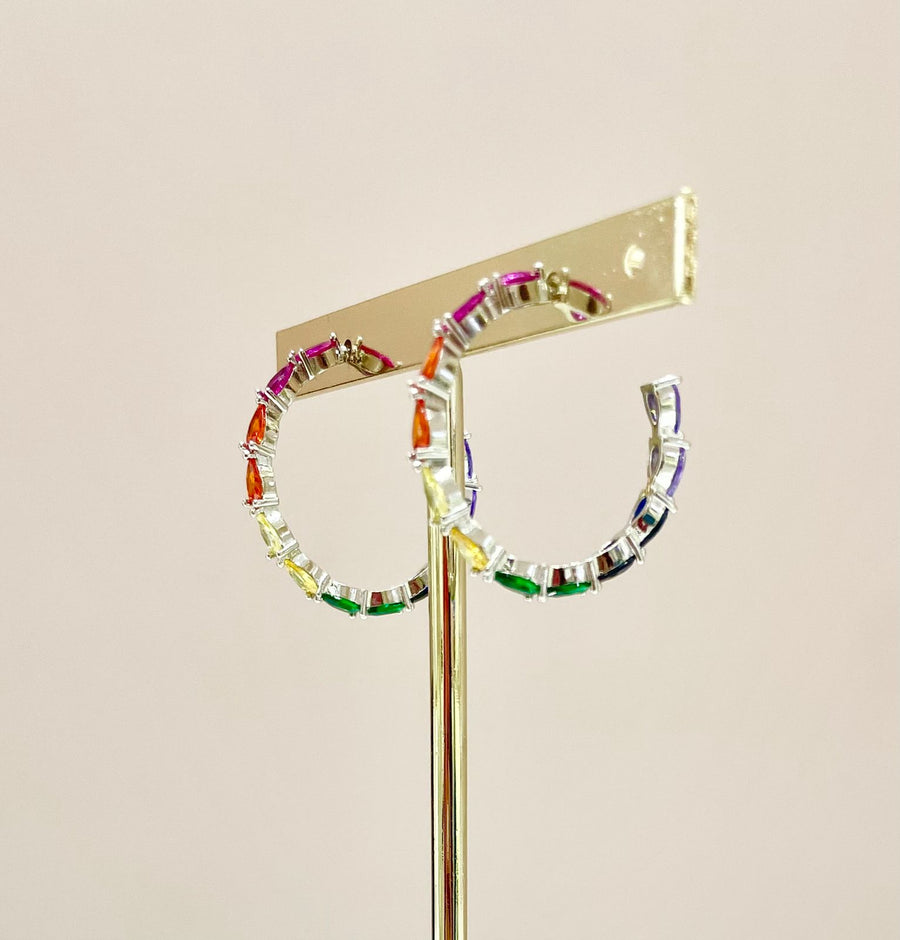 ARETES SEMI ARRACADA PLATEADA RAINBOW
