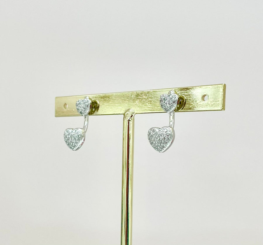 ARETES CORAZÓN DOBLE CON ZIRCONIAS