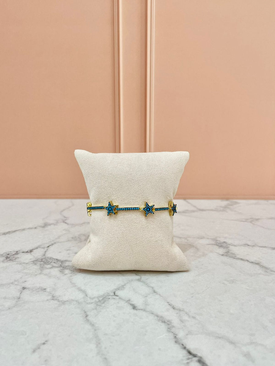 PULSERA ESTRELLAS ZIRCONIAS CELESTE