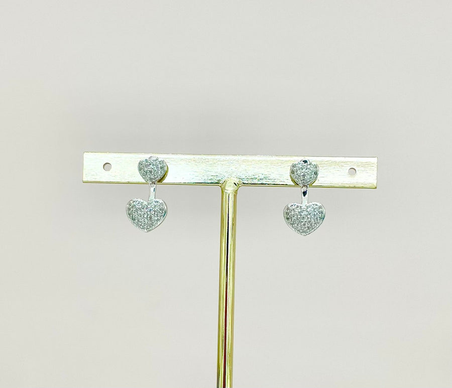 ARETES CORAZÓN DOBLE CON ZIRCONIAS