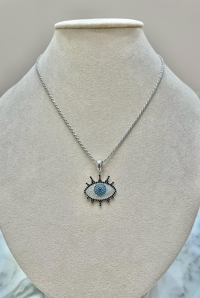 COLLAR OJO PLATA ZIRCONIAS