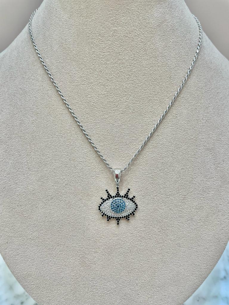 COLLAR OJO PLATA ZIRCONIAS
