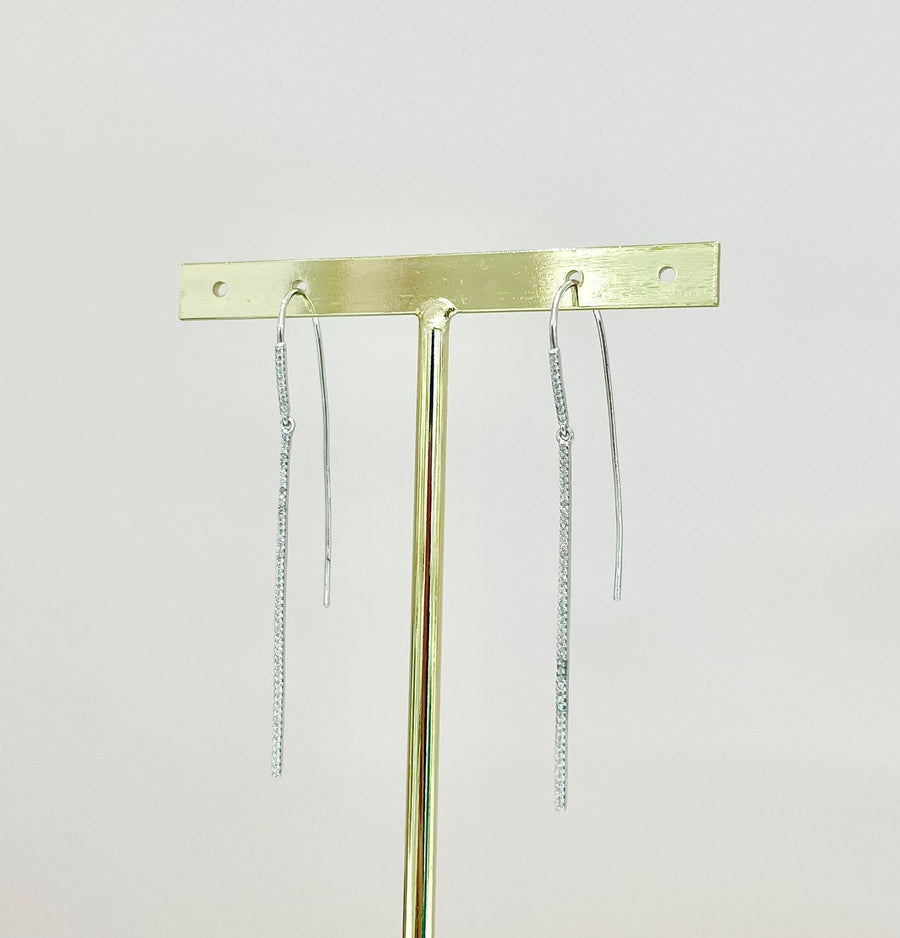 ARETES TIRA LARGA PLATA ZIRCONIAS