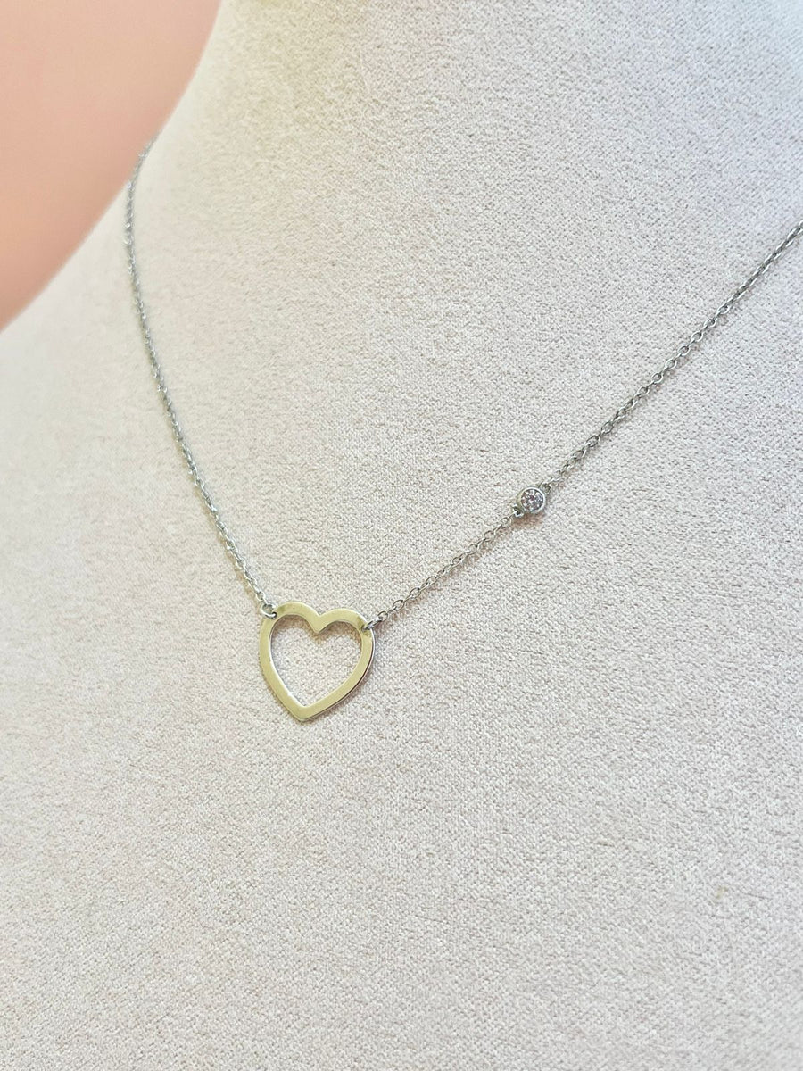 Collar plata corazón y cristal