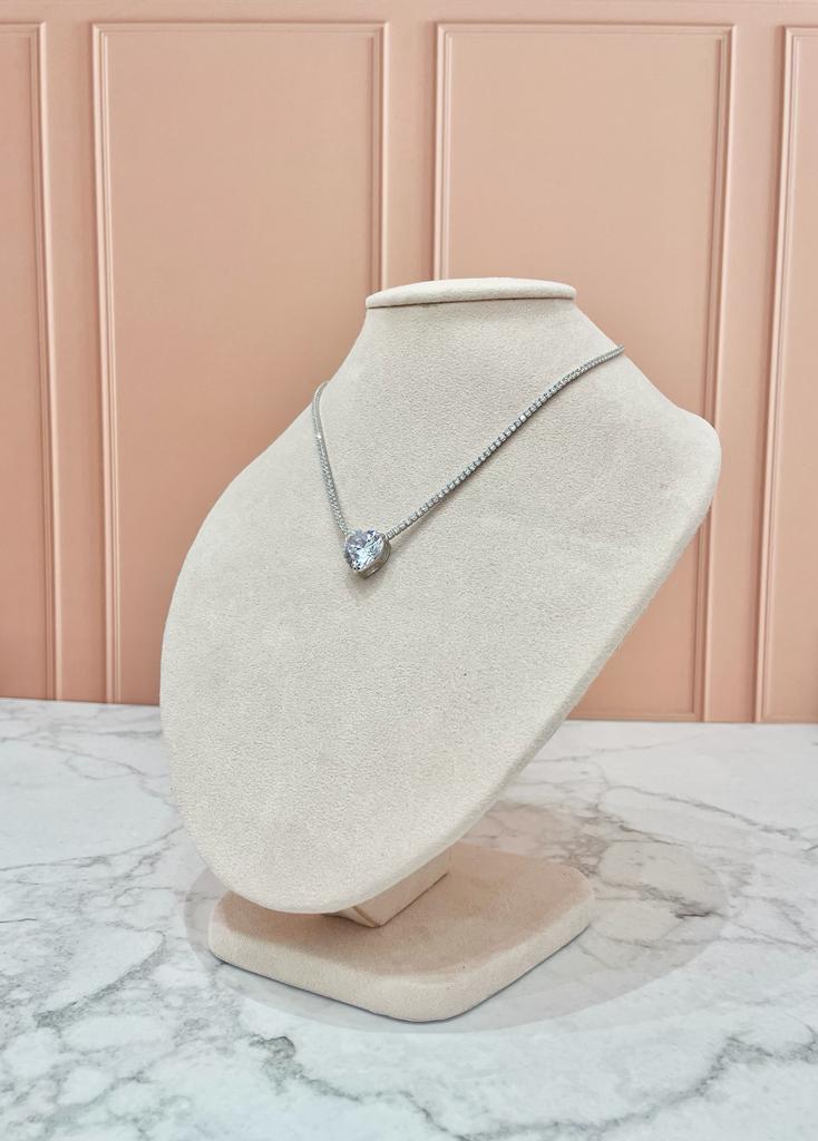 COLLAR CORAZÓN PLATA SWAROVSKI