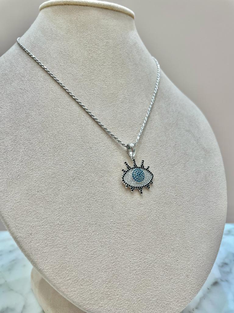 COLLAR OJO PLATA ZIRCONIAS