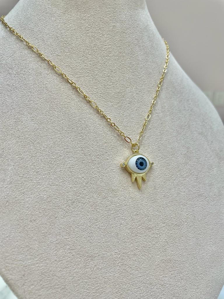 COLLAR DORADO OJO AZUL