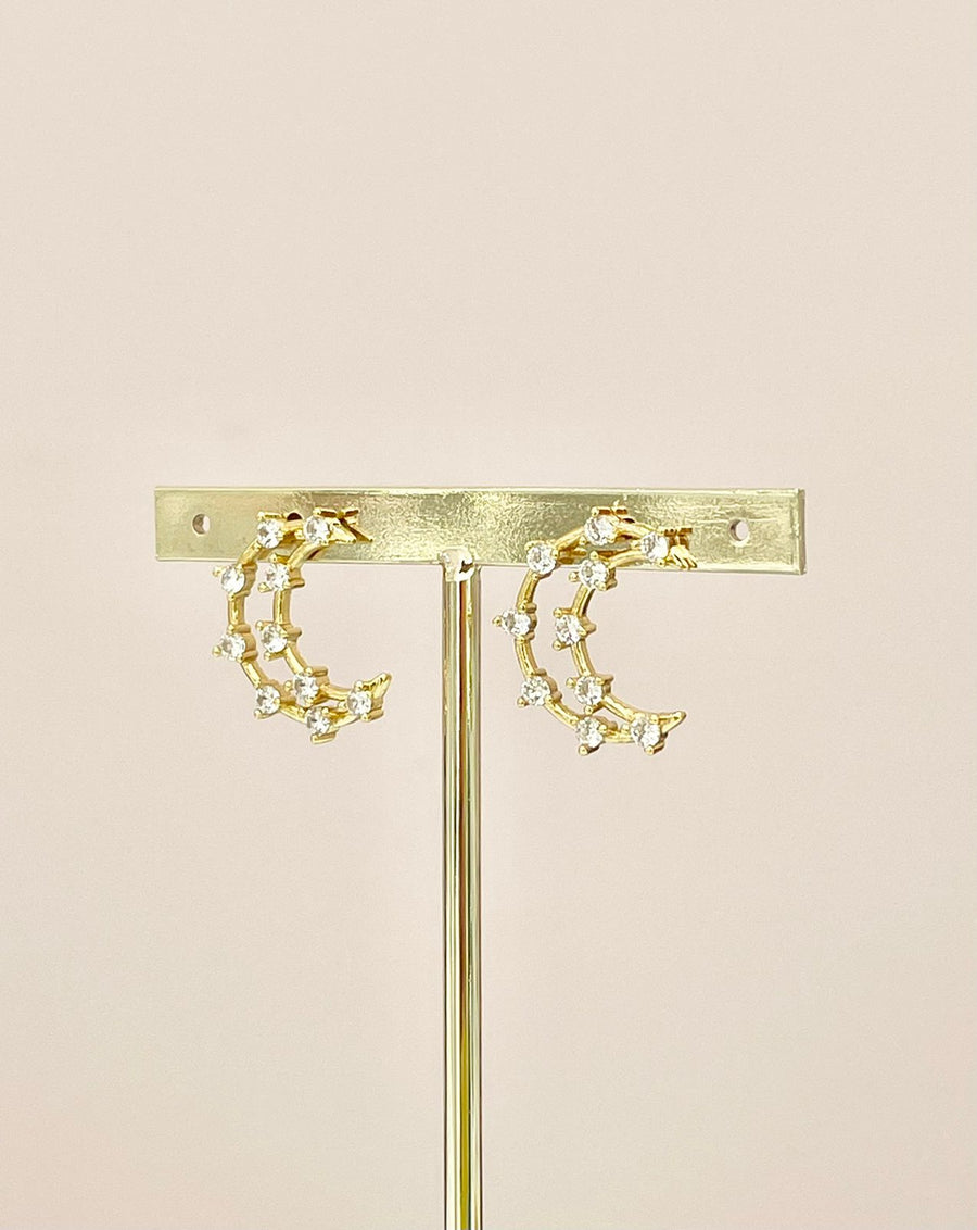ARETES LUNA DORADOS CRISTAL