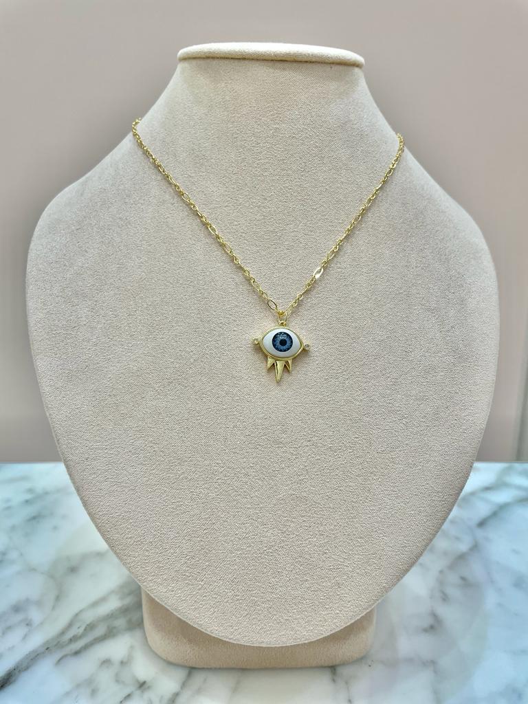 COLLAR DORADO OJO AZUL