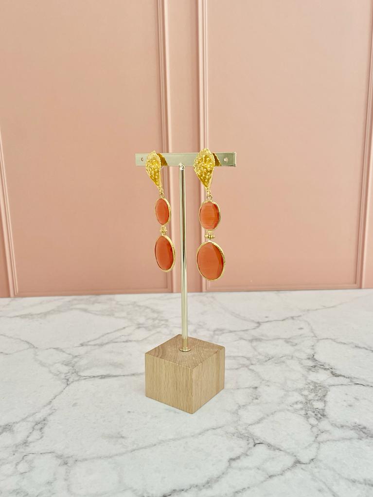ARETES FLOR JADE NARANJA