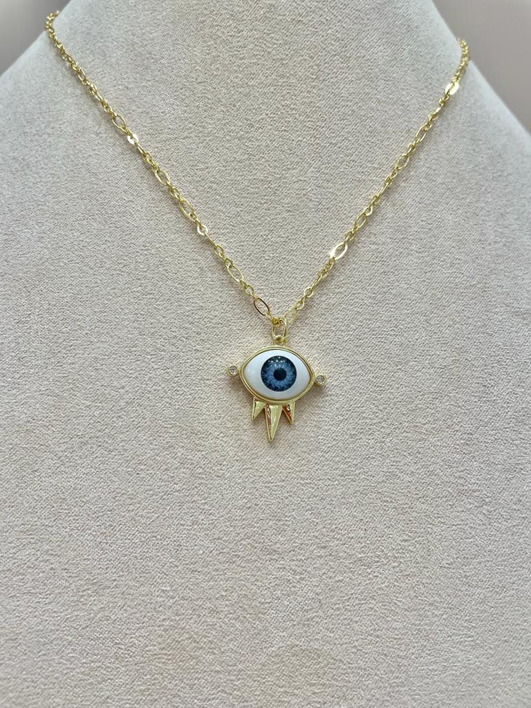 COLLAR DORADO OJO AZUL
