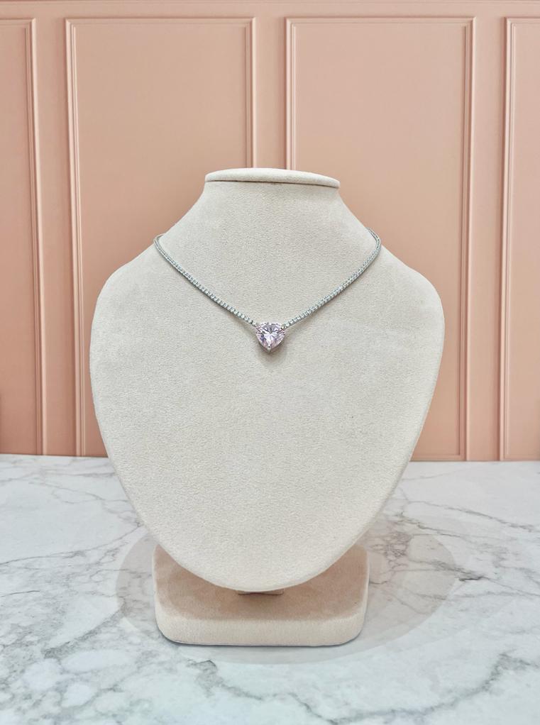 COLLAR CORAZÓN ROSA SWAROVSKI