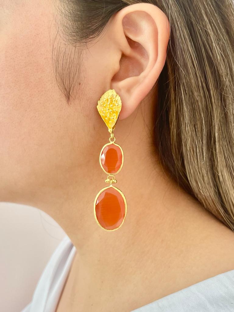ARETES FLOR JADE NARANJA