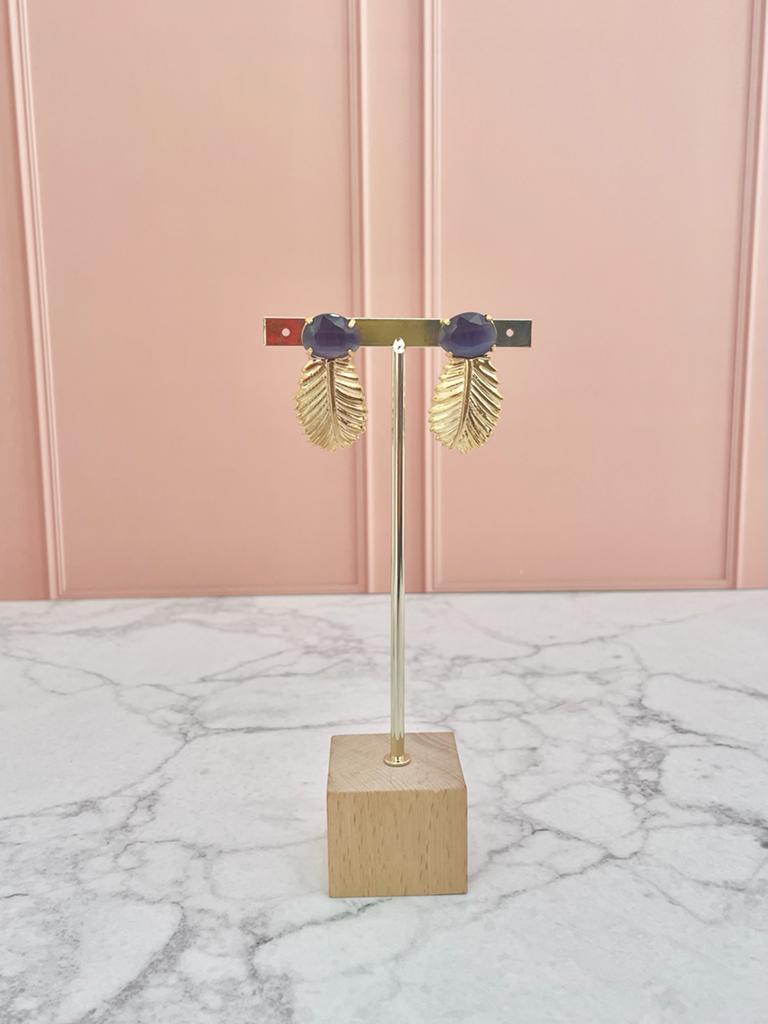 ARETES HOJA PEQUEÑA JADE MORADO