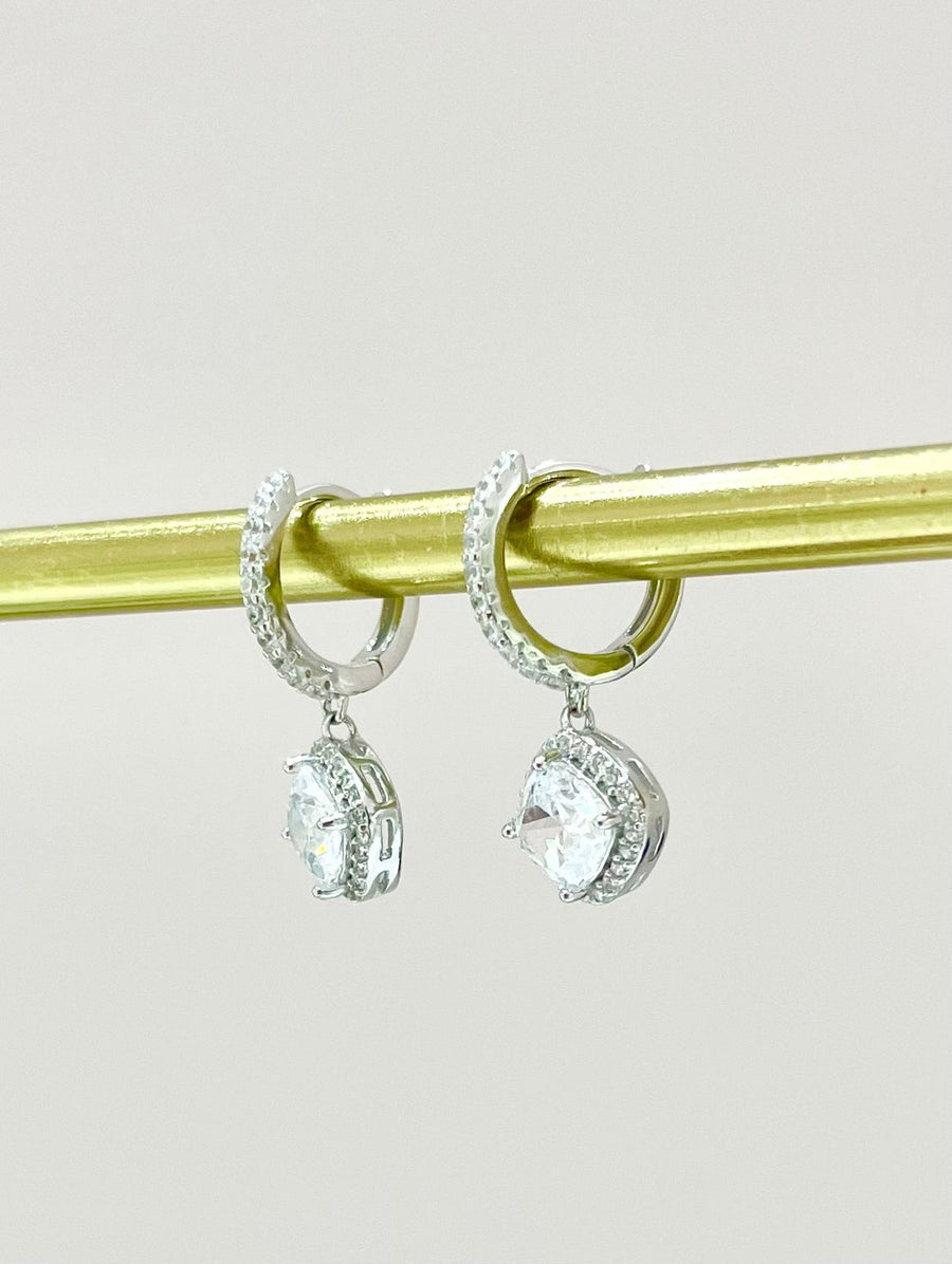 ARETES PLATA  CON CRISTAL