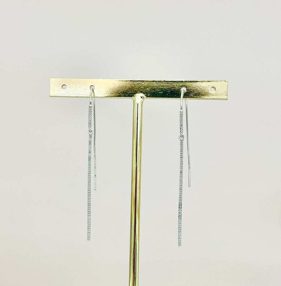 ARETES TIRA LARGA PLATA ZIRCONIAS