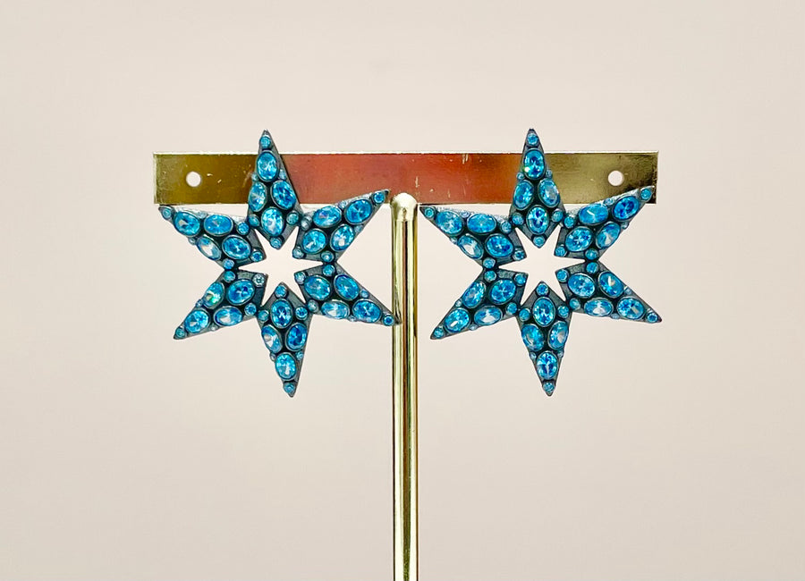ARETES ESTRELLAS PLATA AQUAMARINA