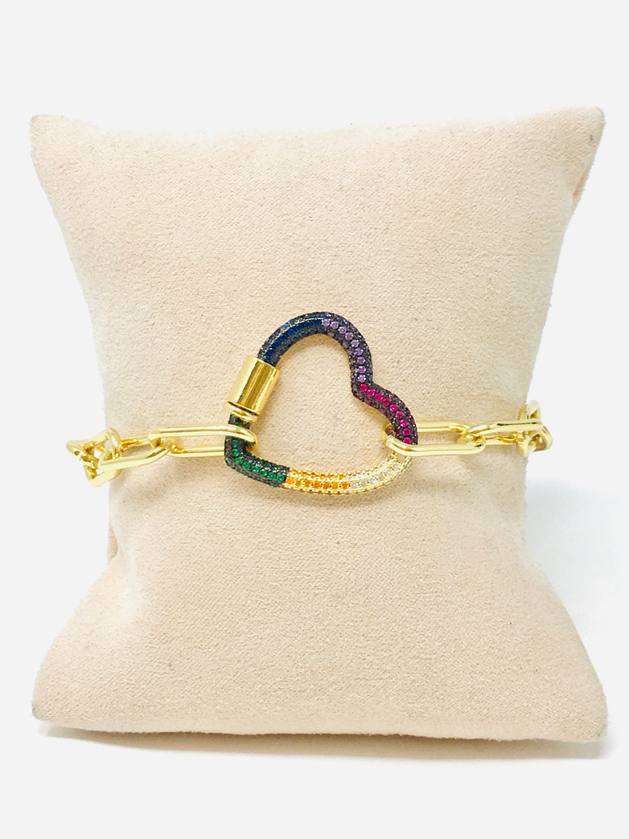 PULSERA CADENA CORAZON RAINBOW
