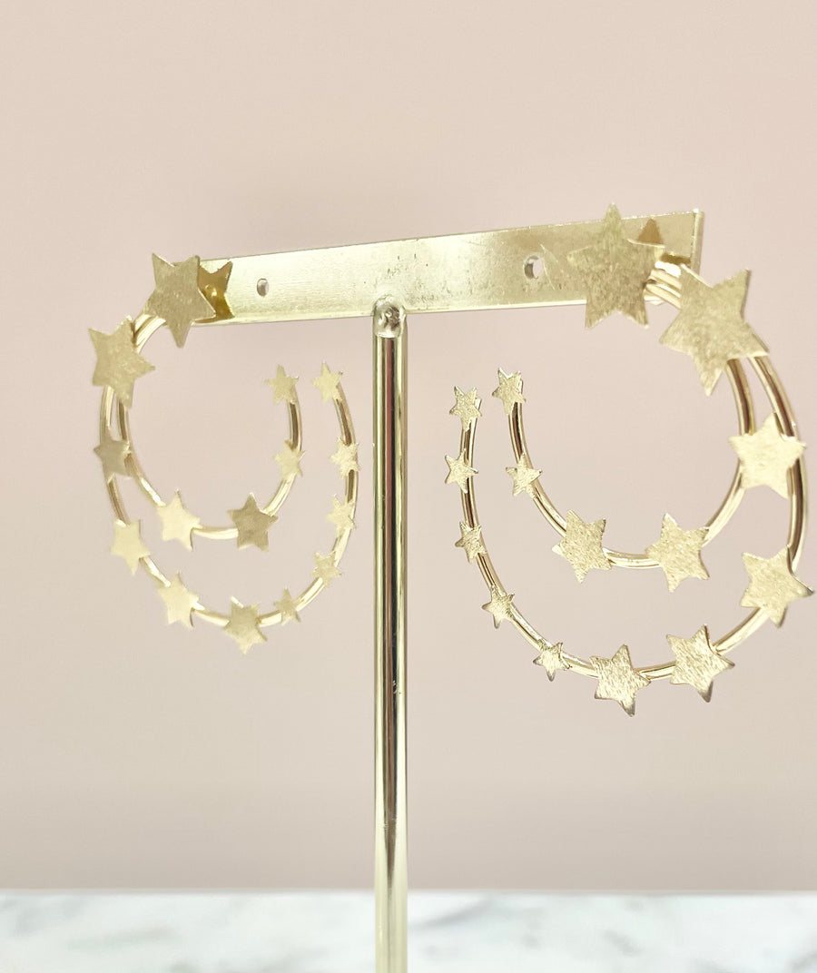 ARETES DOBLES CIRCULAR ESTRELLA